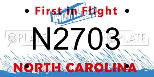 N2703 North Carolina License Plate