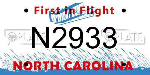 N2933 North Carolina License Plate