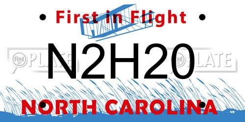 N2H20 North Carolina License Plate