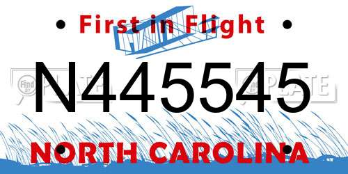 N445545 North Carolina License Plate
