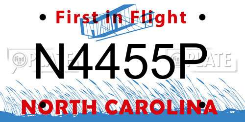 N4455P North Carolina License Plate