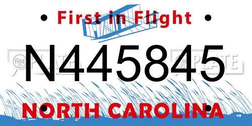 N445845 North Carolina License Plate