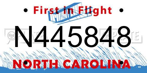 N445848 North Carolina License Plate
