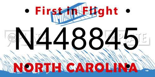 N448845 North Carolina License Plate