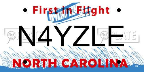 N4YZLE North Carolina License Plate