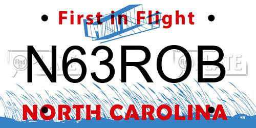 N63ROB North Carolina License Plate