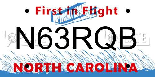 N63RQB North Carolina License Plate