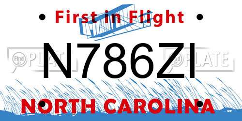 N786ZI North Carolina License Plate