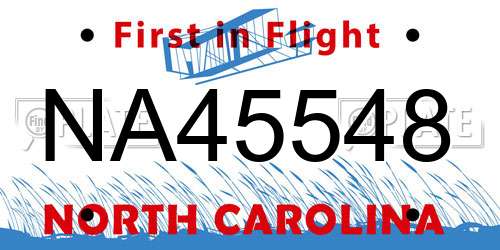 NA45548 North Carolina License Plate