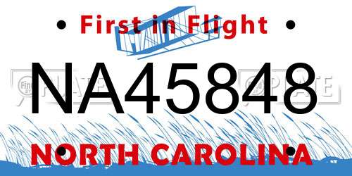 NA45848 North Carolina License Plate
