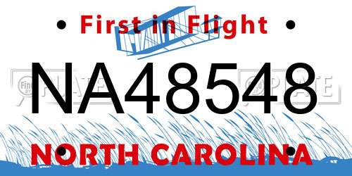 NA48548 North Carolina License Plate