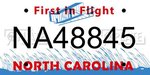 NA48845 North Carolina License Plate