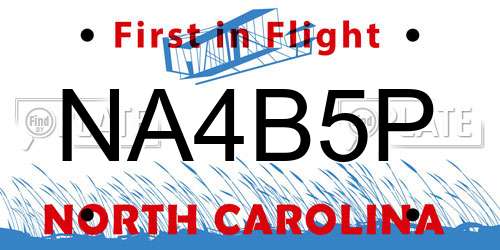 NA4B5P North Carolina License Plate