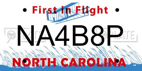 NA4B8P North Carolina License Plate