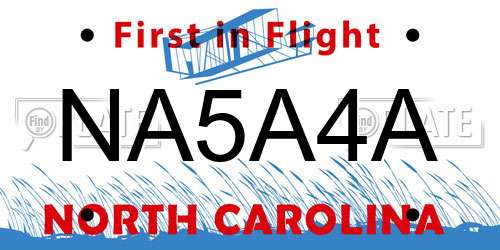 NA5A4A North Carolina License Plate