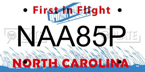 NAA85P North Carolina License Plate