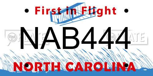 NAB444 North Carolina License Plate