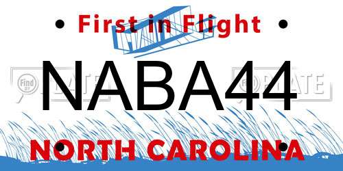 NABA44 North Carolina License Plate
