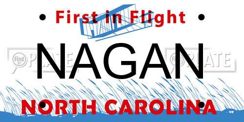 NAGAN North Carolina License Plate