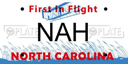 NAH North Carolina License Plate