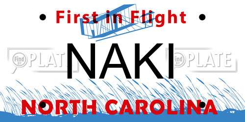 NAKI North Carolina License Plate