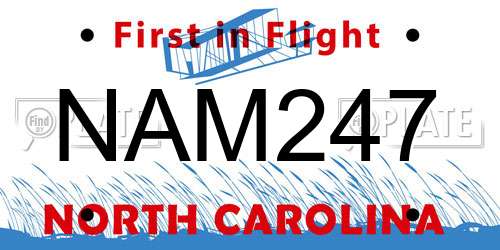 NAM247 North Carolina License Plate