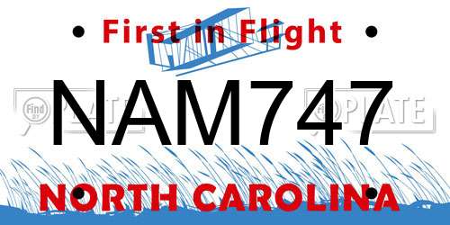 NAM747 North Carolina License Plate