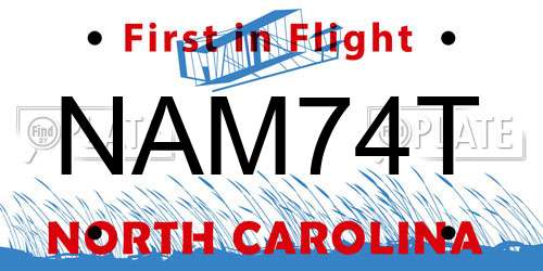 NAM74T North Carolina License Plate