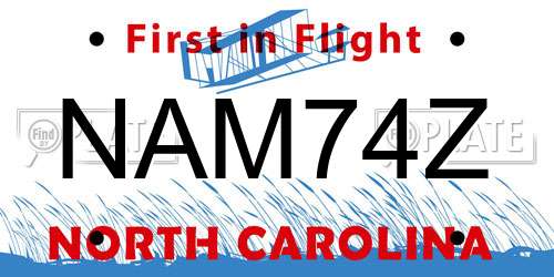 NAM74Z North Carolina License Plate