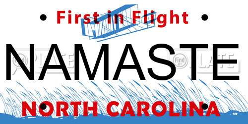 NAMASTE North Carolina License Plate