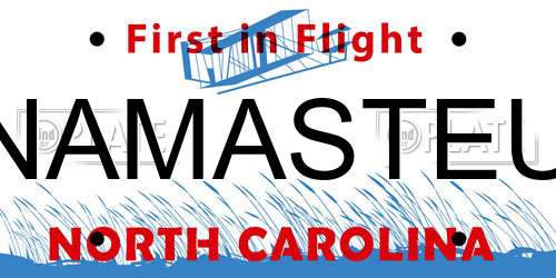 NAMASTEU North Carolina License Plate