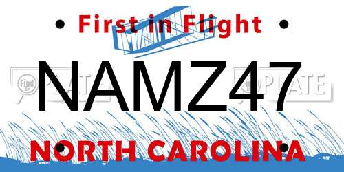 NAMZ47 North Carolina License Plate