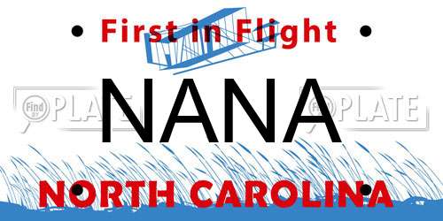 NANA North Carolina License Plate