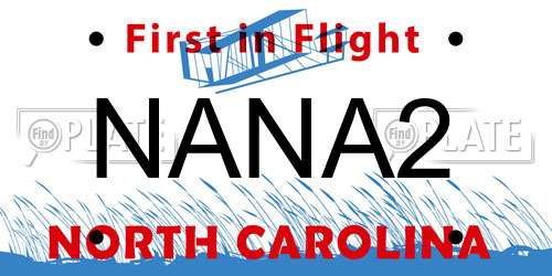 NANA2 North Carolina License Plate