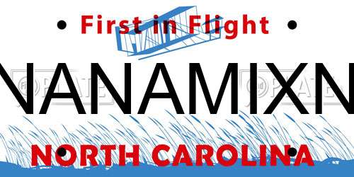 NANAMIXN North Carolina License Plate