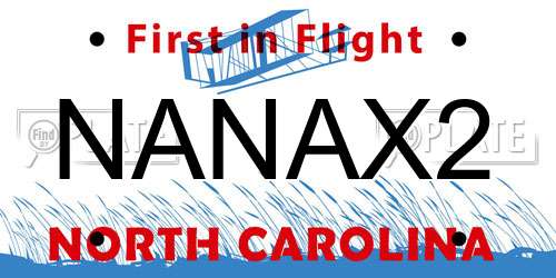 NANAX2 North Carolina License Plate