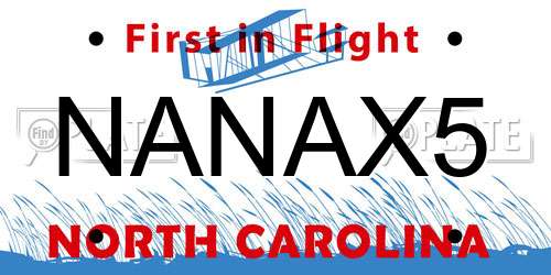 NANAX5 North Carolina License Plate