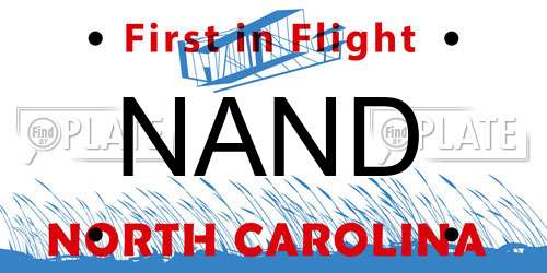 NAND North Carolina License Plate