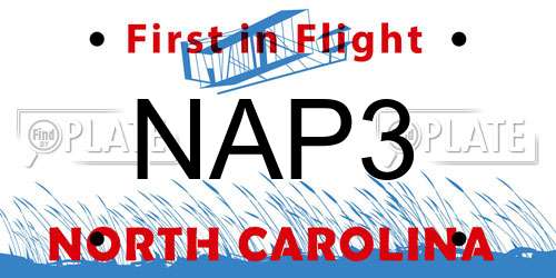NAP3 North Carolina License Plate