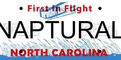 NAPTURAL North Carolina License Plate