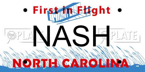 NASH North Carolina License Plate