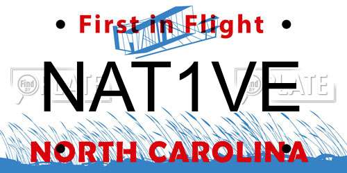 NAT1VE North Carolina License Plate