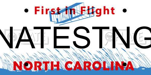 NATESTNG North Carolina License Plate