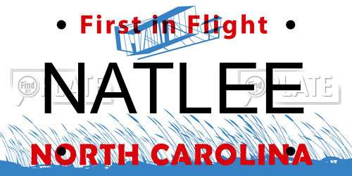 NATLEE North Carolina License Plate