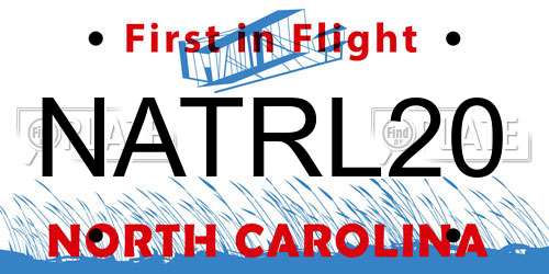 NATRL20 North Carolina License Plate
