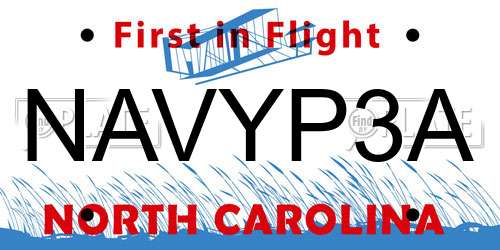 NAVYP3A North Carolina License Plate