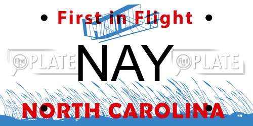 NAY North Carolina License Plate
