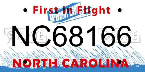NC68166 North Carolina License Plate