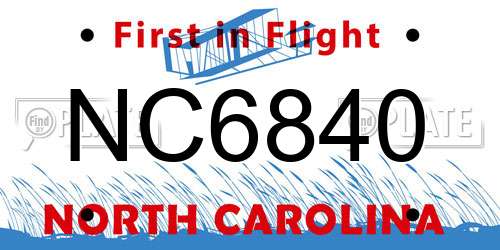 NC6840 North Carolina License Plate