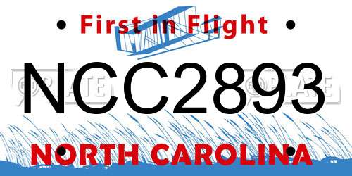 NCC2893 North Carolina License Plate